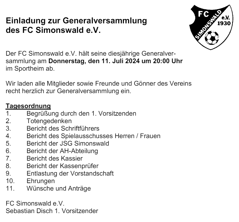 Generalversammlung 2024